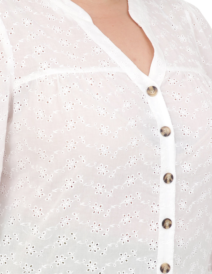 Blusa Curvy Carilo, Cuello V,  Manga Corta