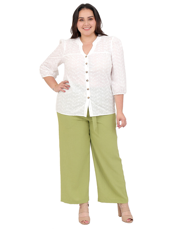 Blusa Curvy Carilo, Cuello V,  Manga Corta