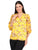 Blusa Cuello V , Manga 3/4, Estampado, Botones al Frente