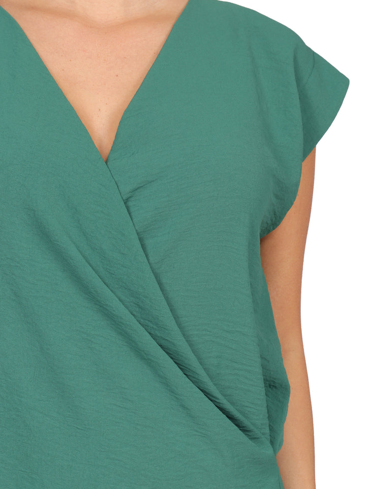 Blusa Cruzada, Cuello V, Manga Capa