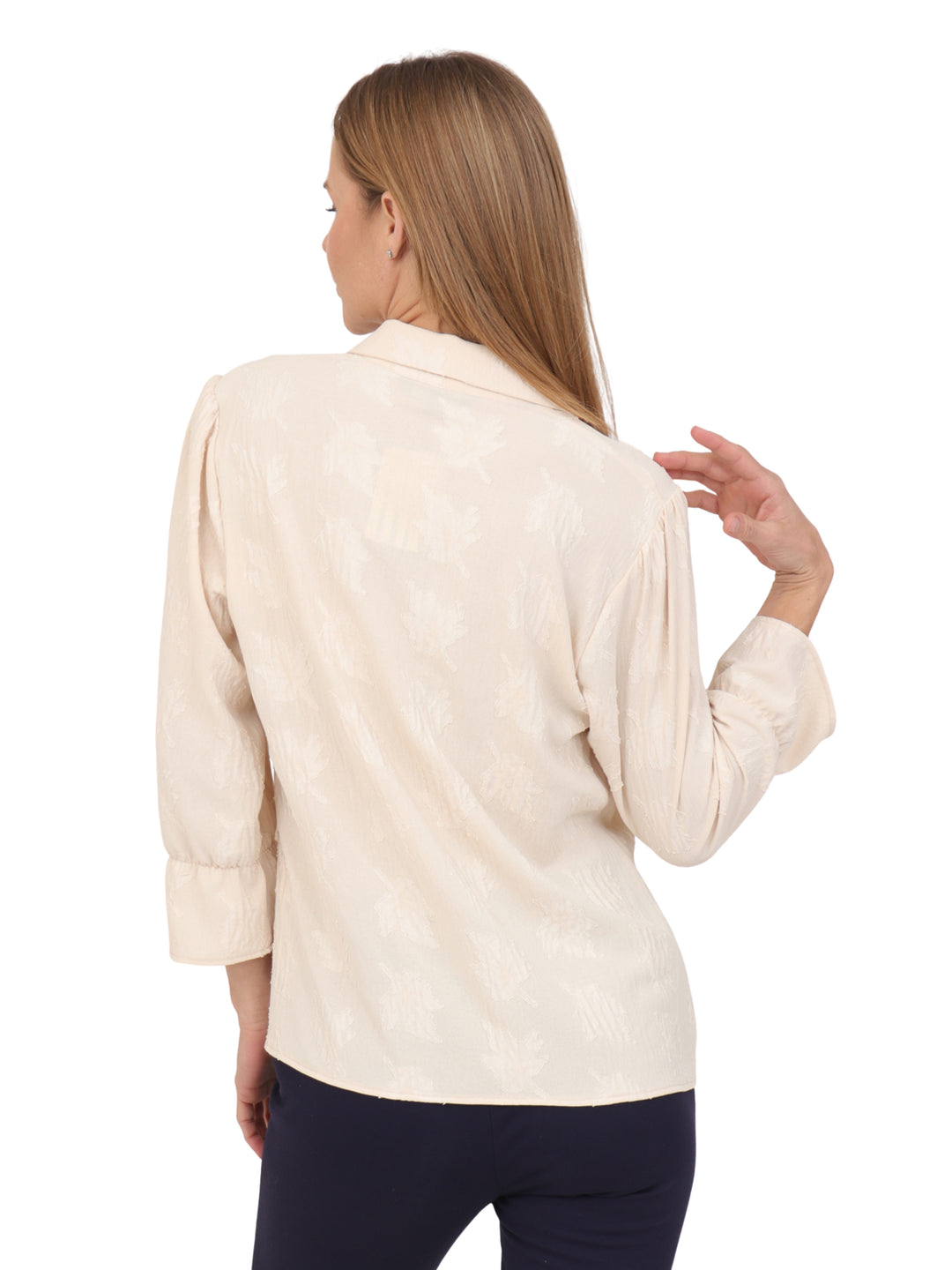 Blusa Camisera,  Manga 3/4, Lisa