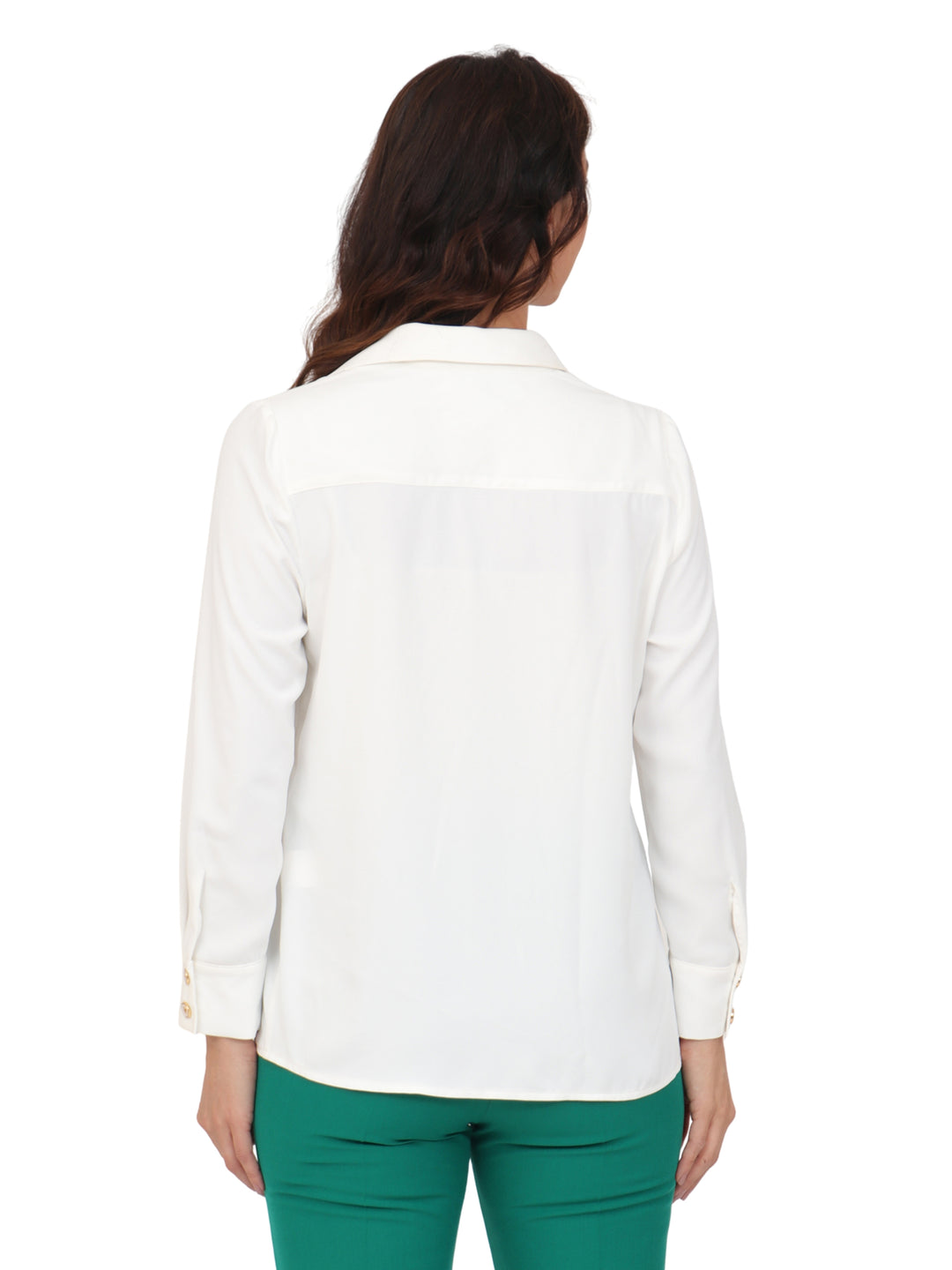 Blusa Camisera,  Manga Larga, Lisa