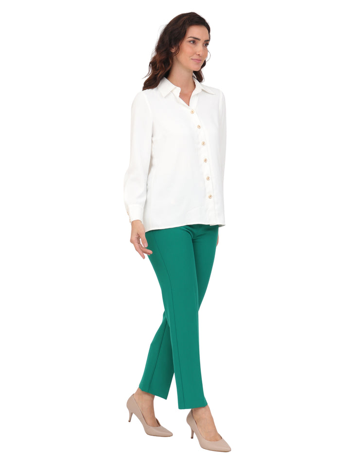 Blusa Camisera,  Manga Larga, Lisa