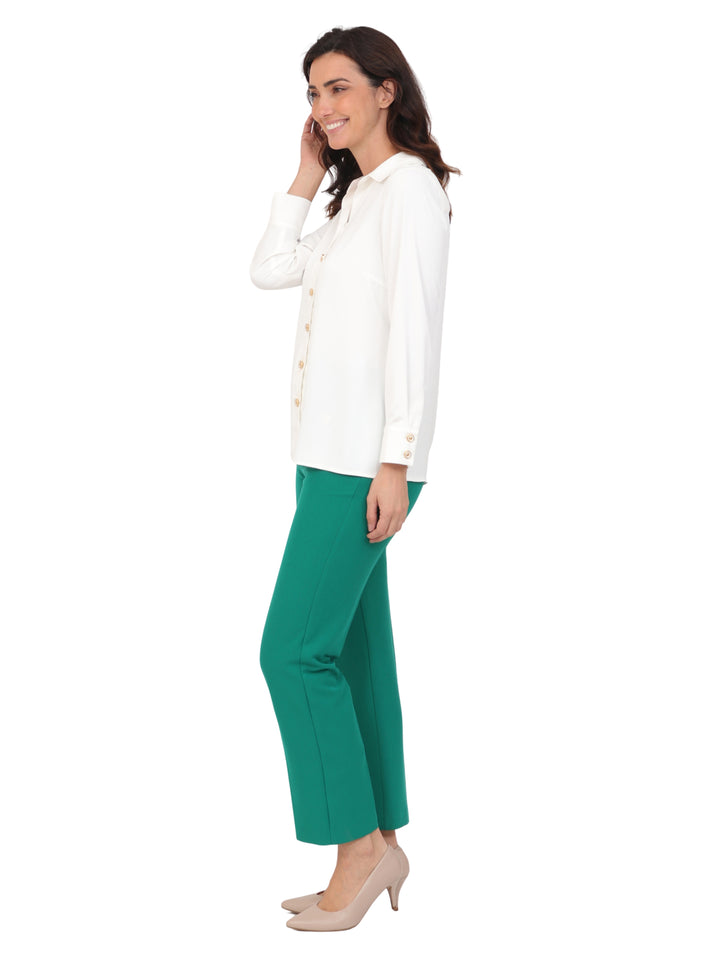 Blusa Camisera,  Manga Larga, Lisa