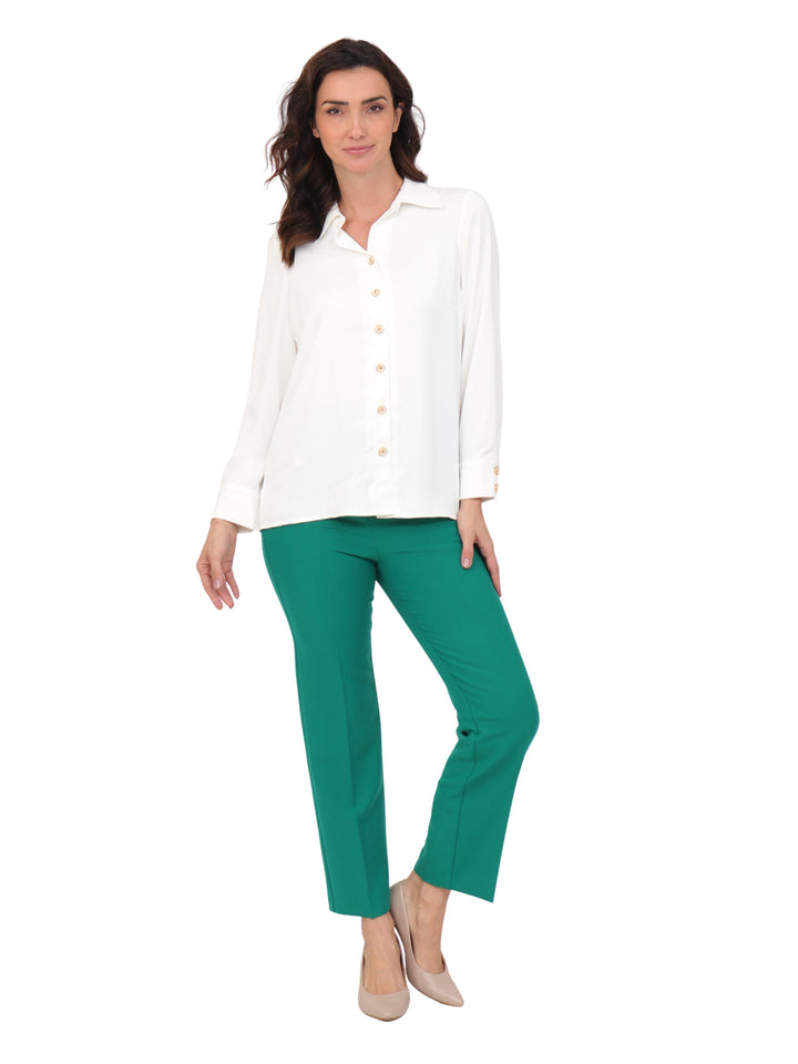 Blusa Camisera,  Manga Larga, Lisa