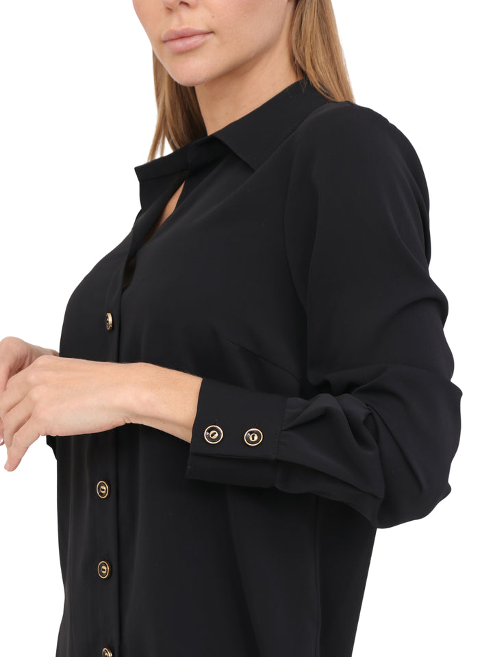 Blusa Camisera,  Manga Larga, Lisa