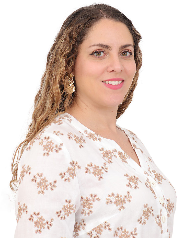 Blusa Cuello V, Manga 3/4,  Bordado