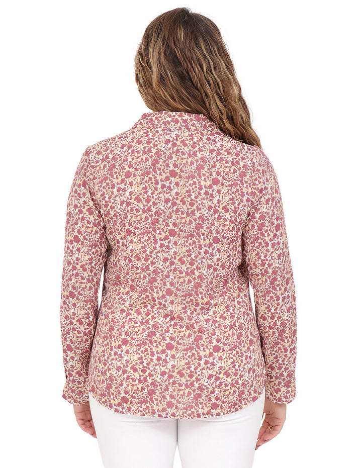 Blusa Cuello V, Manga Larga, Estampada