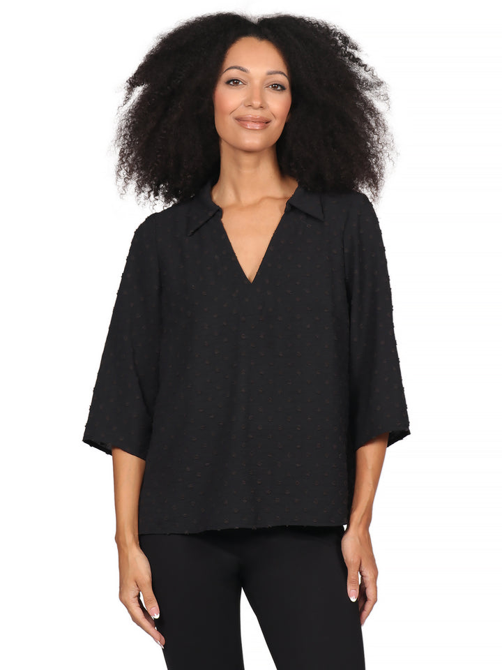 Blusa Cuello v, Manga 3/4,Lisa