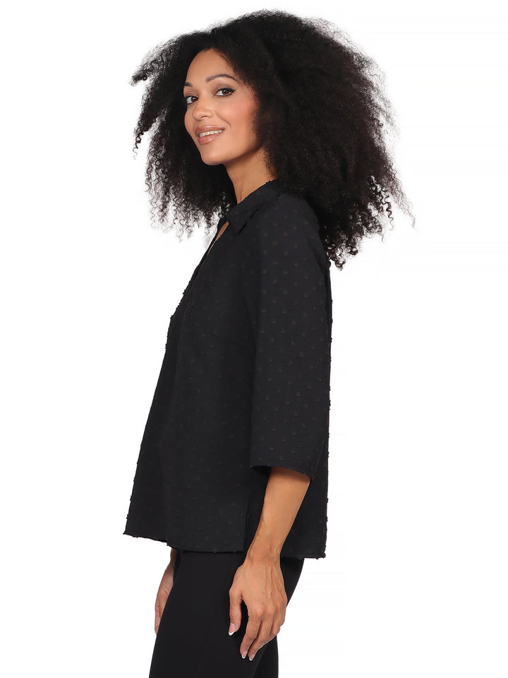 Blusa Cuello v, Manga 3/4,Lisa