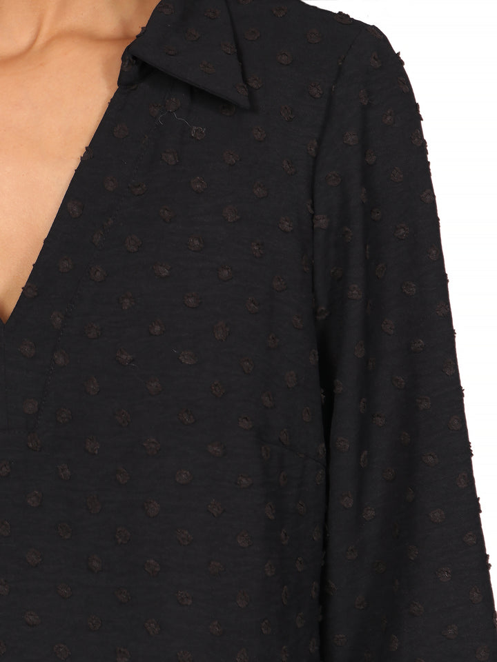 Blusa Cuello v, Manga 3/4,Lisa