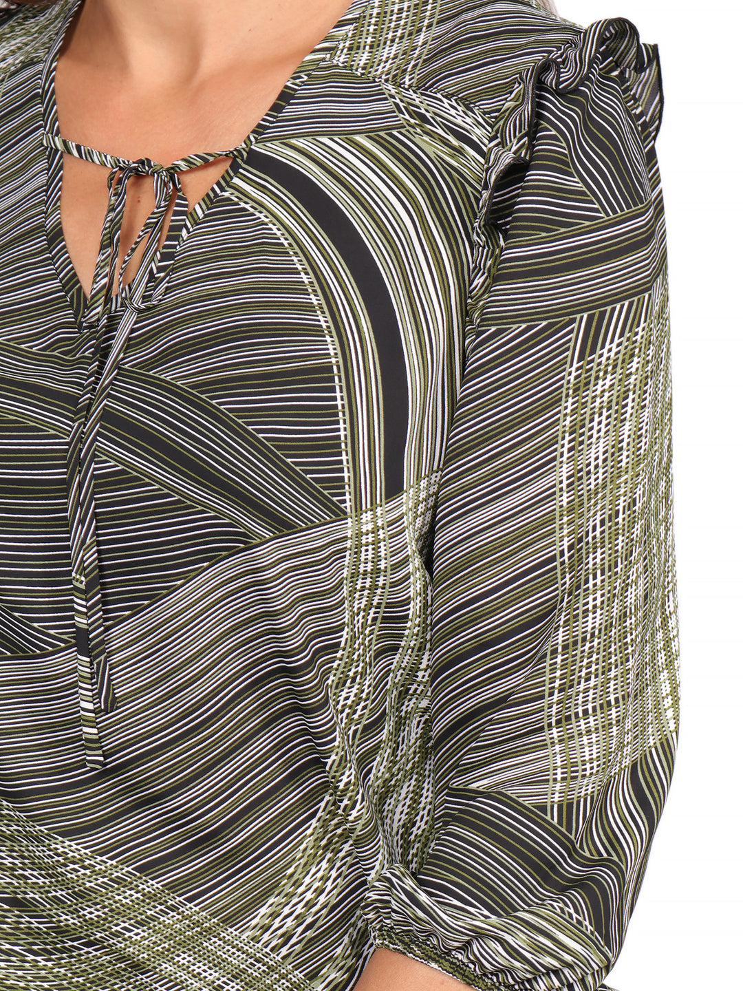 Blusa Cuello  V , Manga 3/4, Estampada