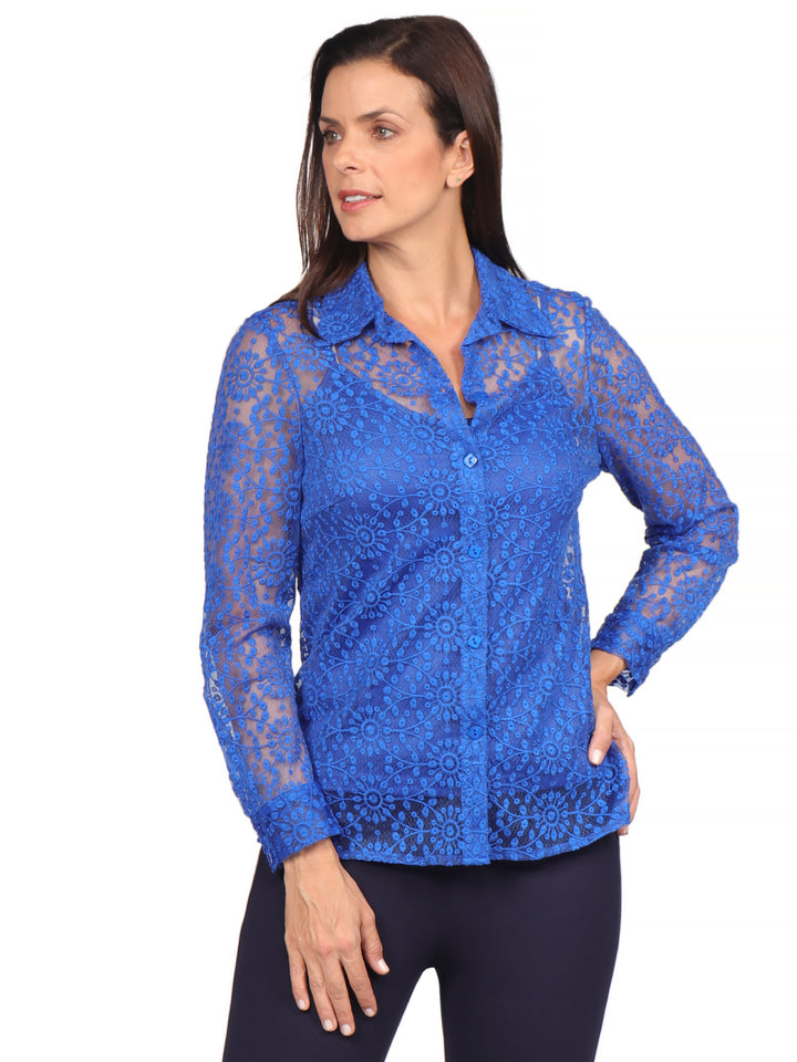 Blusa Camisera,  Manga Larga, Botones al frente