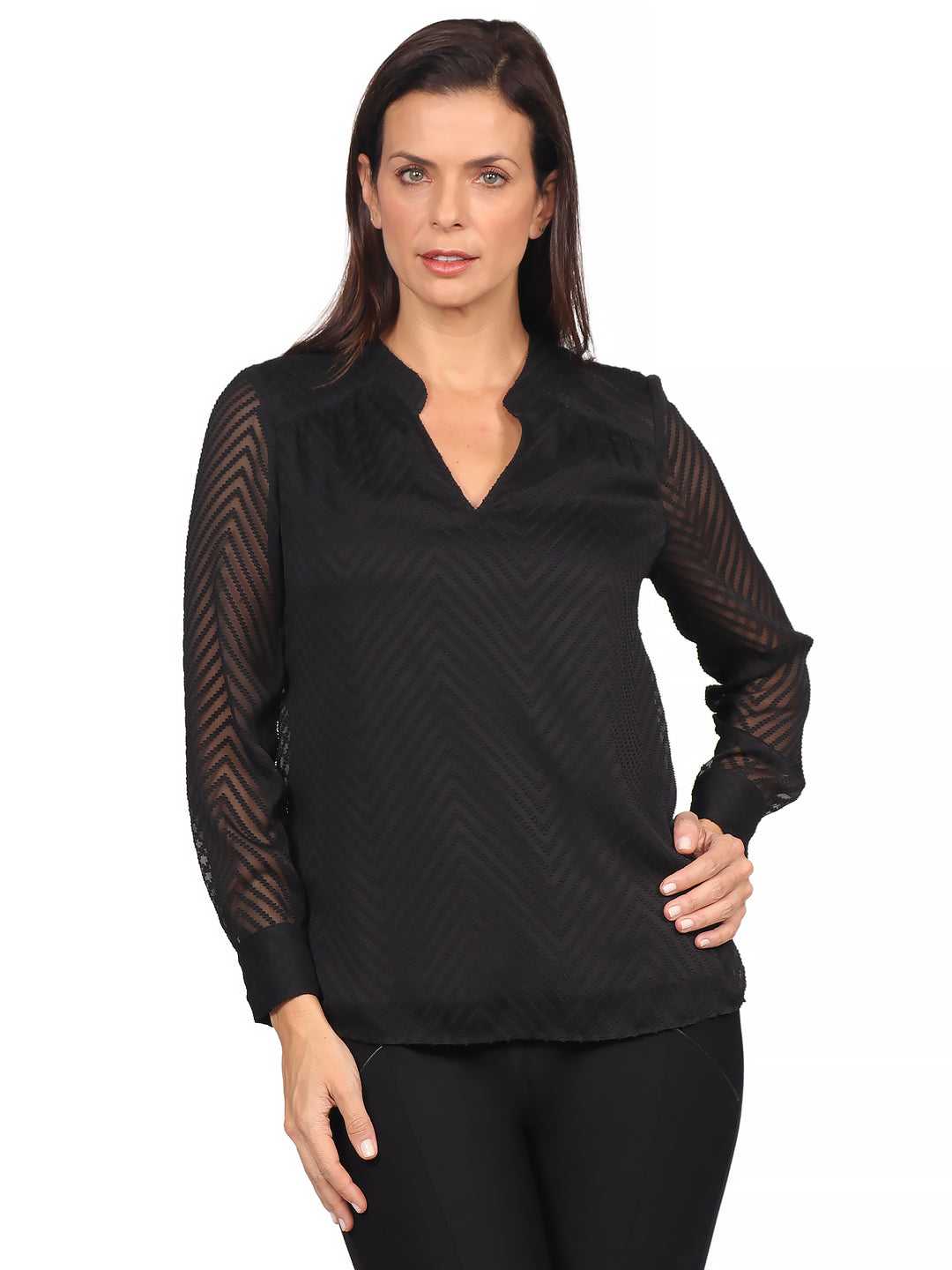 Blusa Cuello  V, Manga Larga