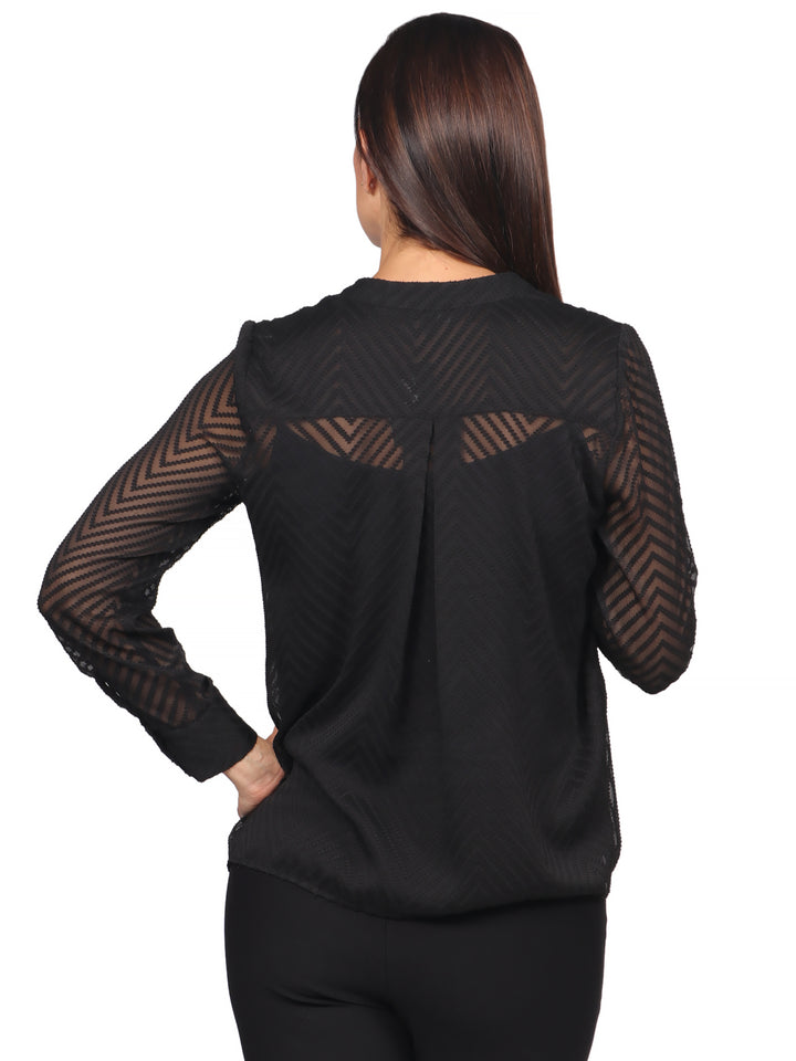 Blusa Cuello  V, Manga Larga