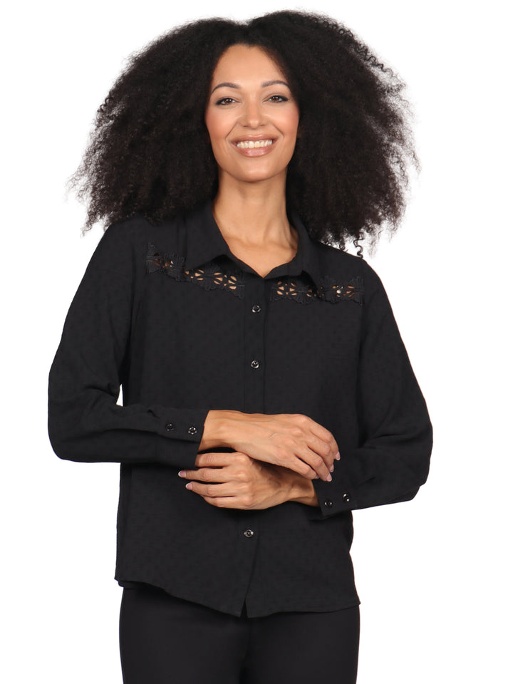 Blusa Camisera, Manga Larga, Lisa