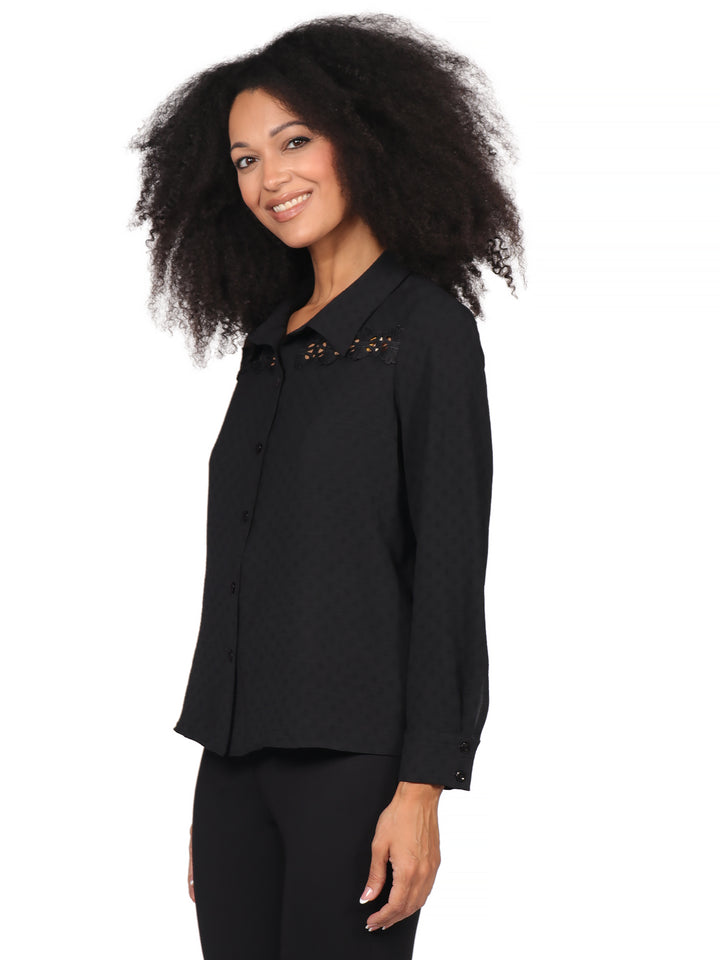 Blusa Camisera, Manga Larga, Lisa