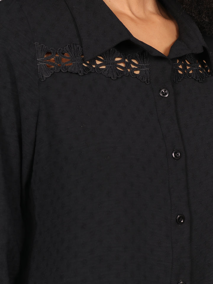Blusa Camisera, Manga Larga, Lisa