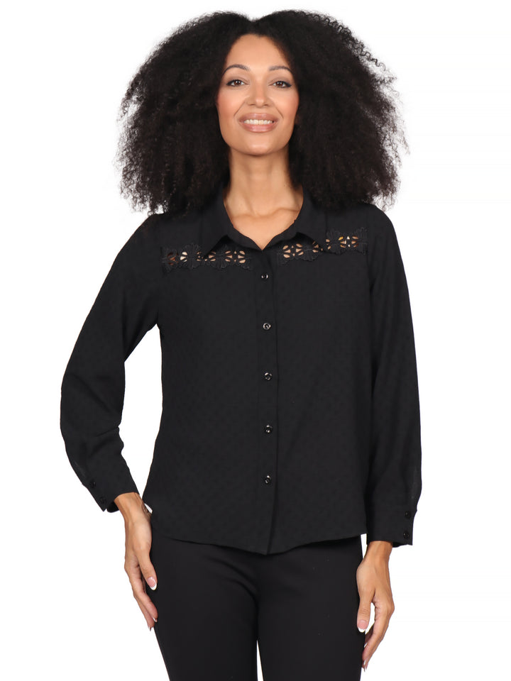 Blusa Camisera, Manga Larga, Lisa