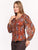 Blusa Cuello en V con Olán, Manga  Larga, Estampada