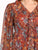 Blusa Cuello en V con Olán, Manga  Larga, Estampada