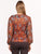 Blusa Cuello en V con Olán, Manga  Larga, Estampada