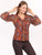 Blusa Cuello en V con Olán, Manga  Larga, Estampada