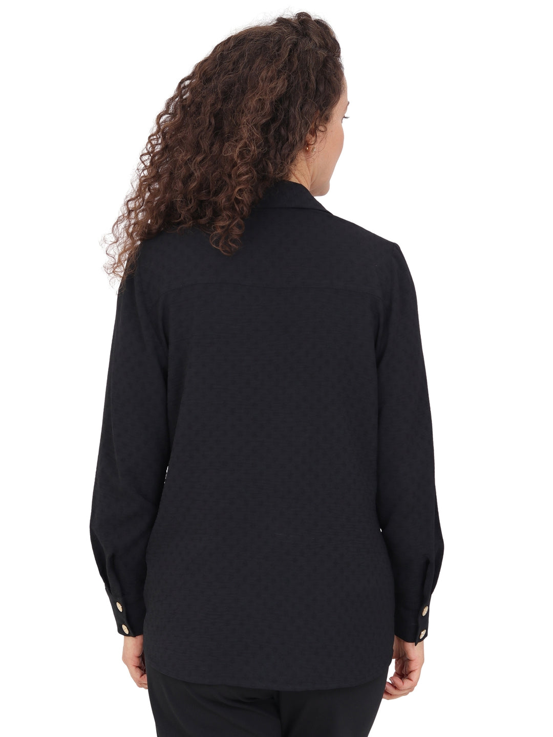 Blusa Camisera, Manga Larga, Botones al frente, Lisa
