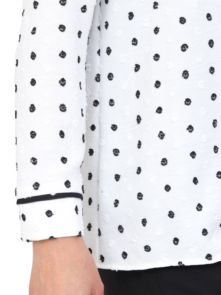 Blusa Cuello V, Manga Larga, Lunares
