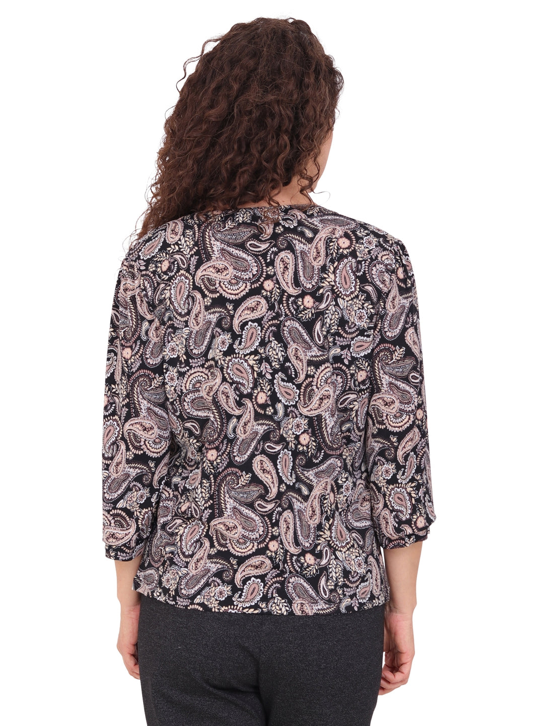 Blusa Cuello V , Manga 3/4 Estampada