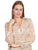 Blusa Cuello en V, Manga Larga, Estampada
