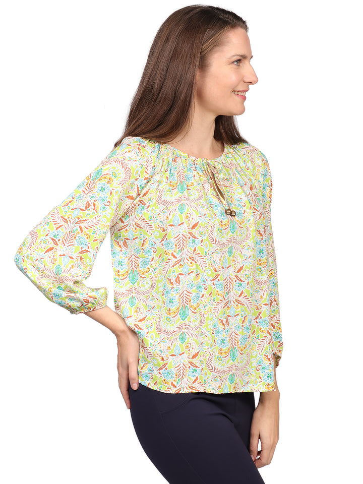 Blusa Cuello Redondo, Manga 3/4 , Estampada