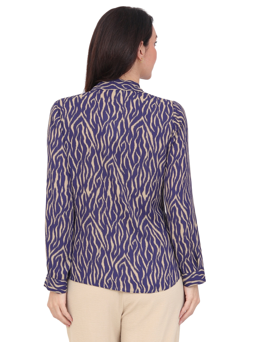 Blusa Cuello V, Manga 3/4, Estampada