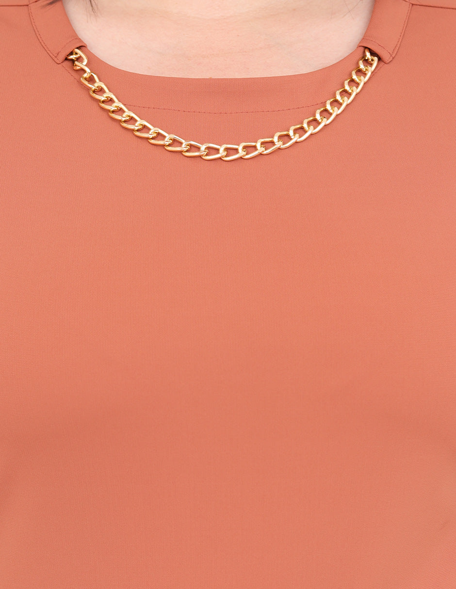Blusa Curvy Carilo, Cuello Redondo,  Manga Corta