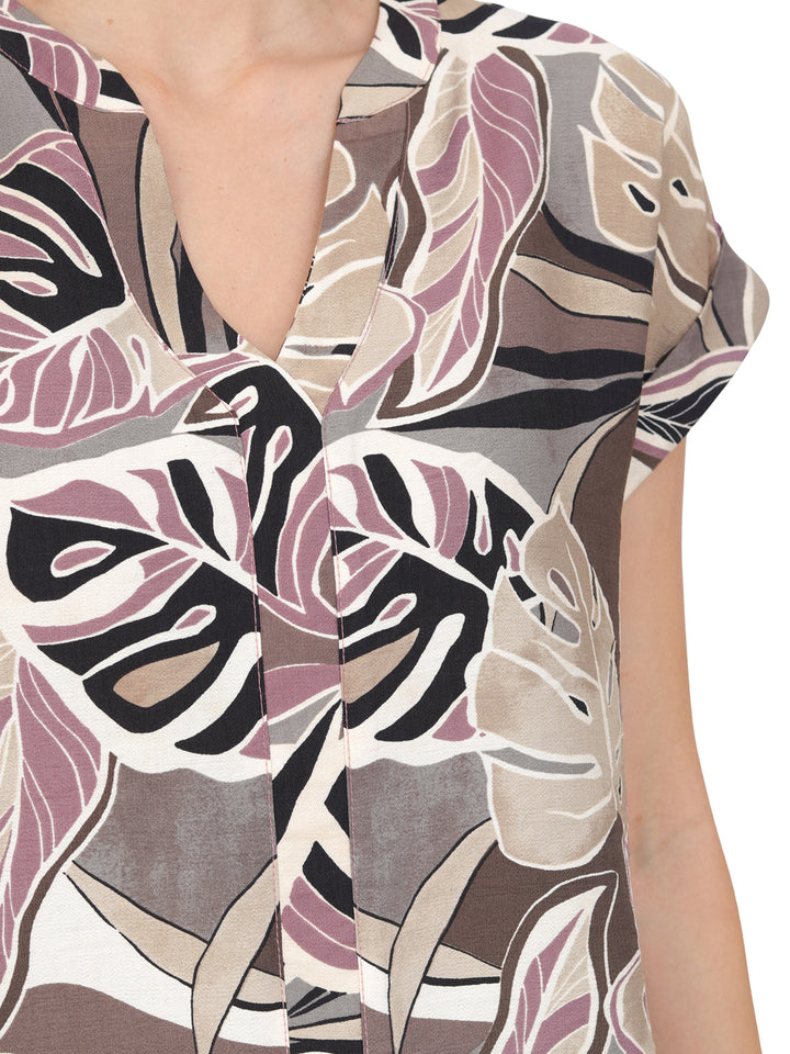 Blusa Cuello V, Manga Corta, Estampada