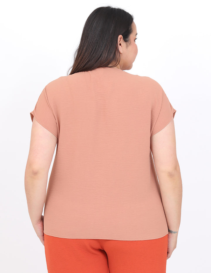 Blusa Curvy Carilo, Cuello V,  Manga Corta