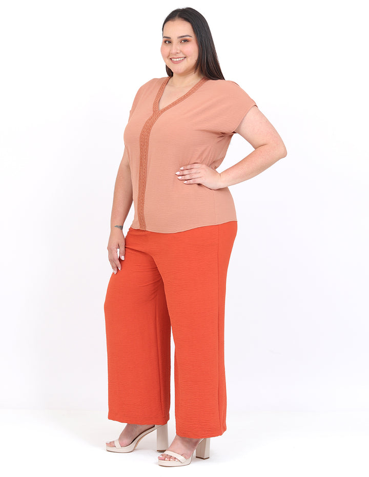 Blusa Curvy Carilo, Cuello V,  Manga Corta