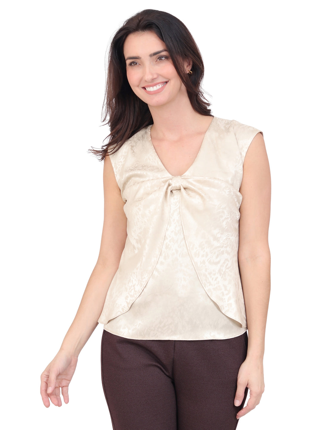 Blusa Cuello V , Sin Manga