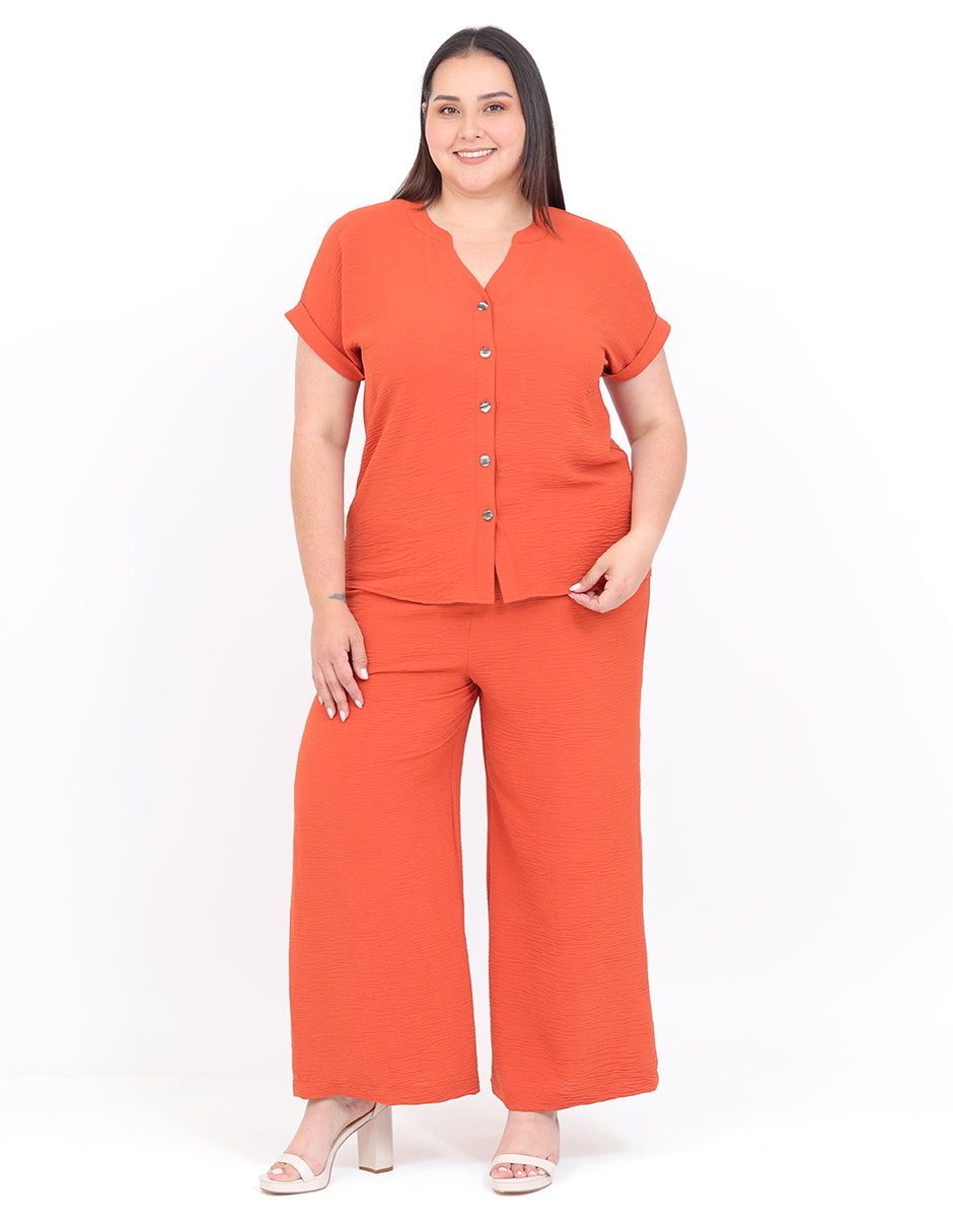 Blusa Curvy Carilo, Cuello Redondo,  Manga Corta