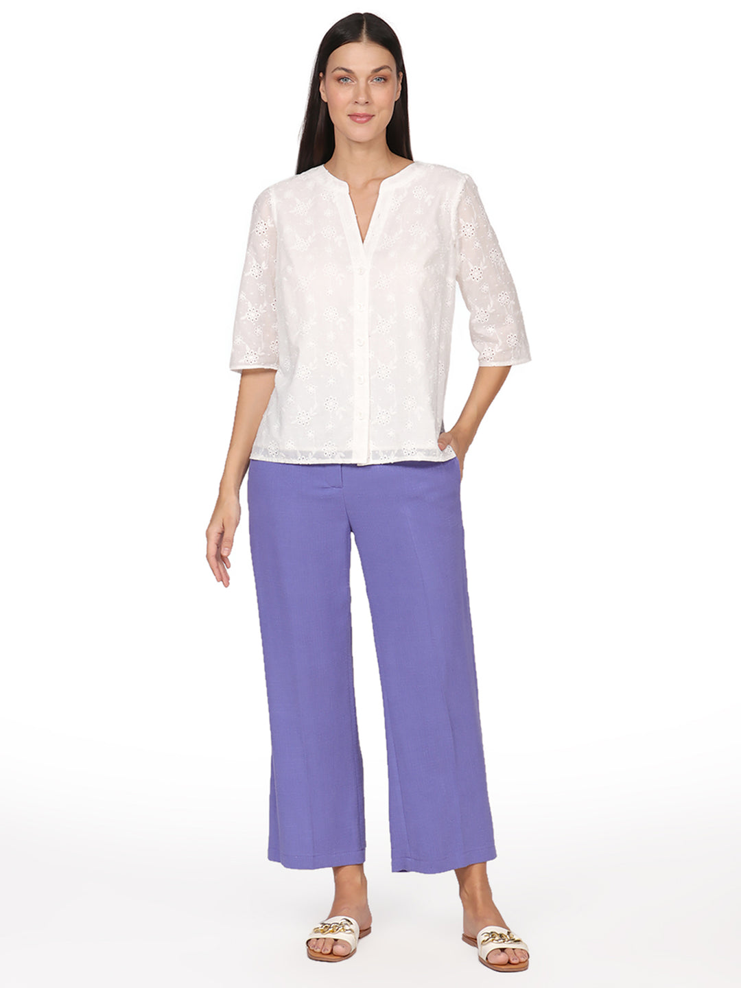 Blusa Cuello V,  Manga 3/4