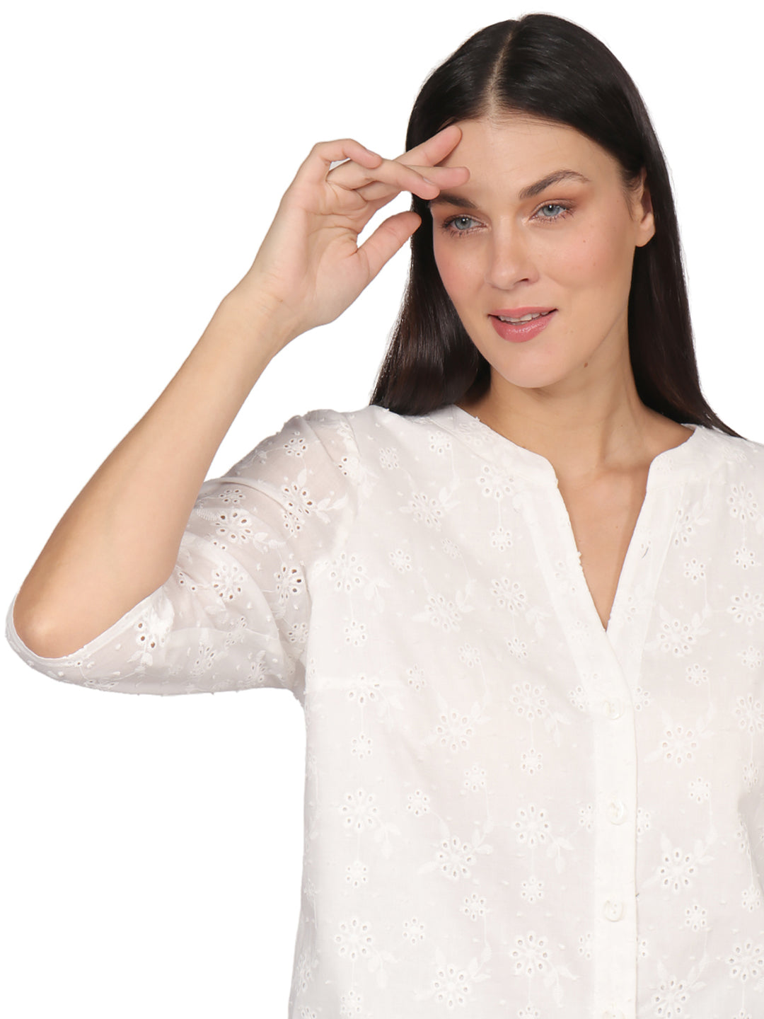 Blusa Cuello V,  Manga 3/4