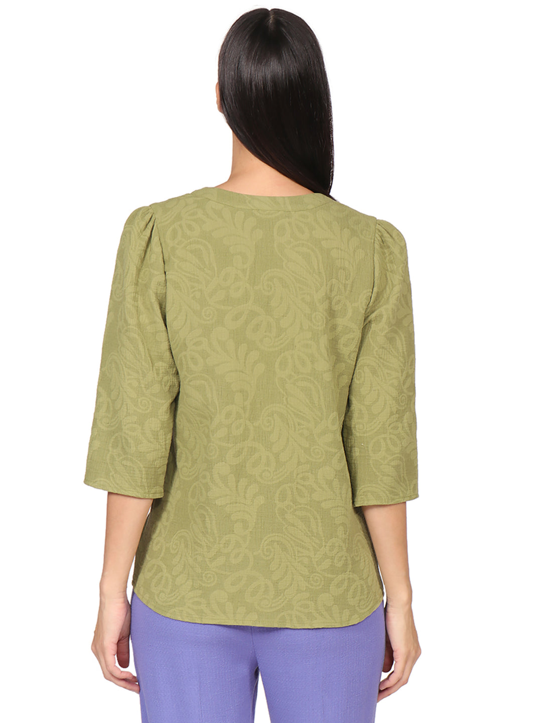 Blusa Cuello V,  Manga 3/4 ,Estampada