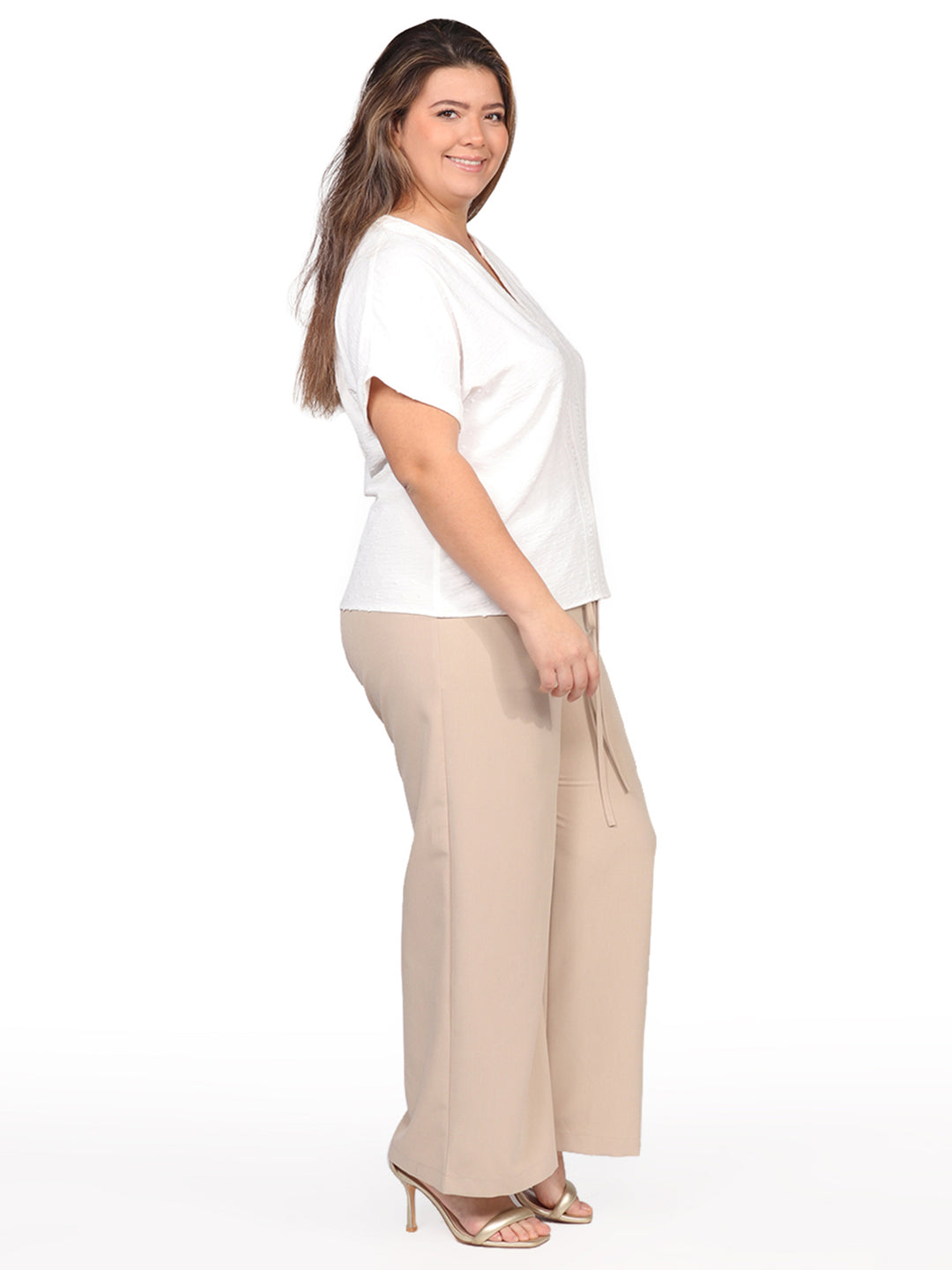 Blusa Curvy Carilo, Cuello V,  Manga Corta
