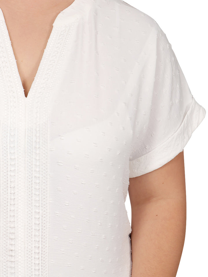 Blusa Curvy Carilo, Cuello V,  Manga Corta