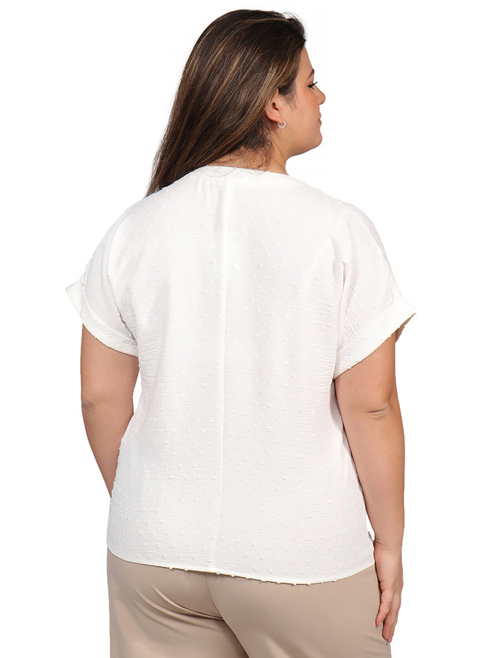 Blusa Curvy Carilo, Cuello V,  Manga Corta
