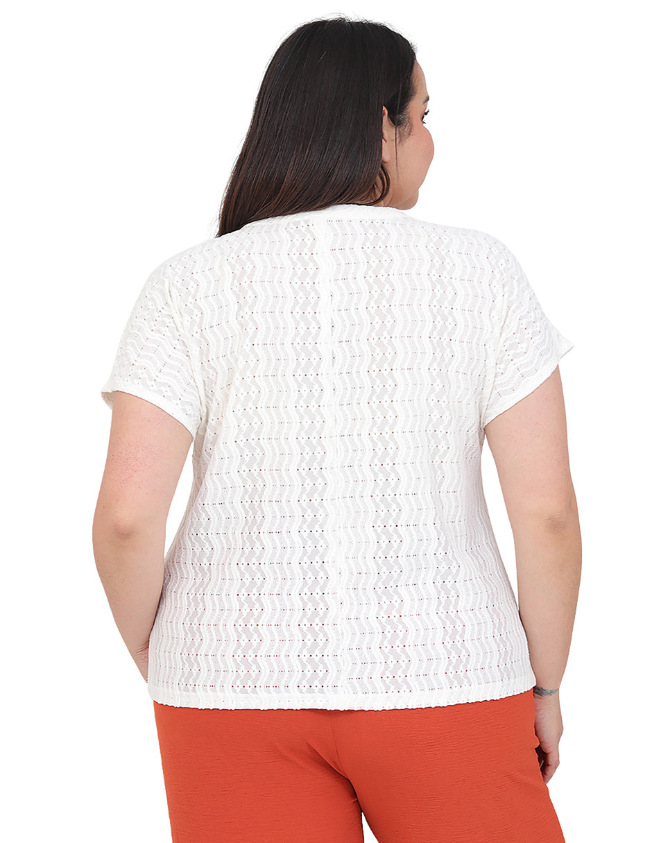Blusa Curvy Carilo, Cuello Redondo,  Manga Corta