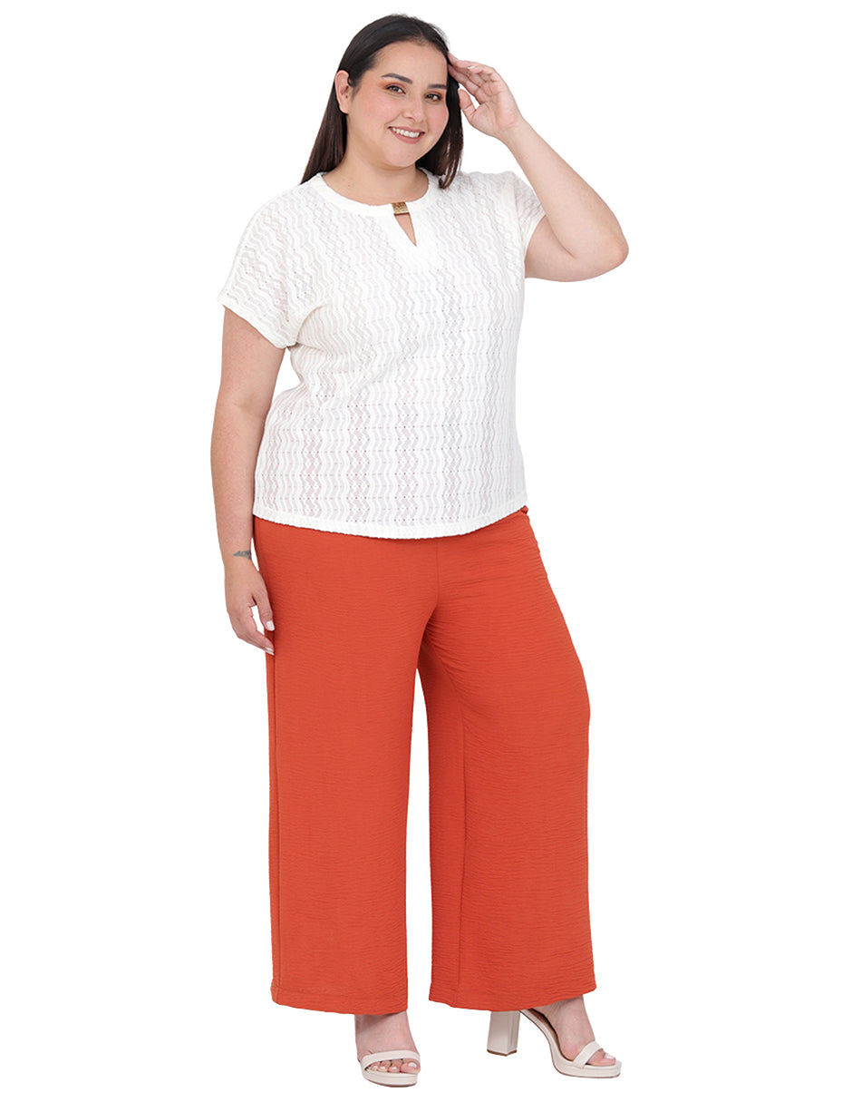 Blusa Curvy Carilo, Cuello Redondo,  Manga Corta