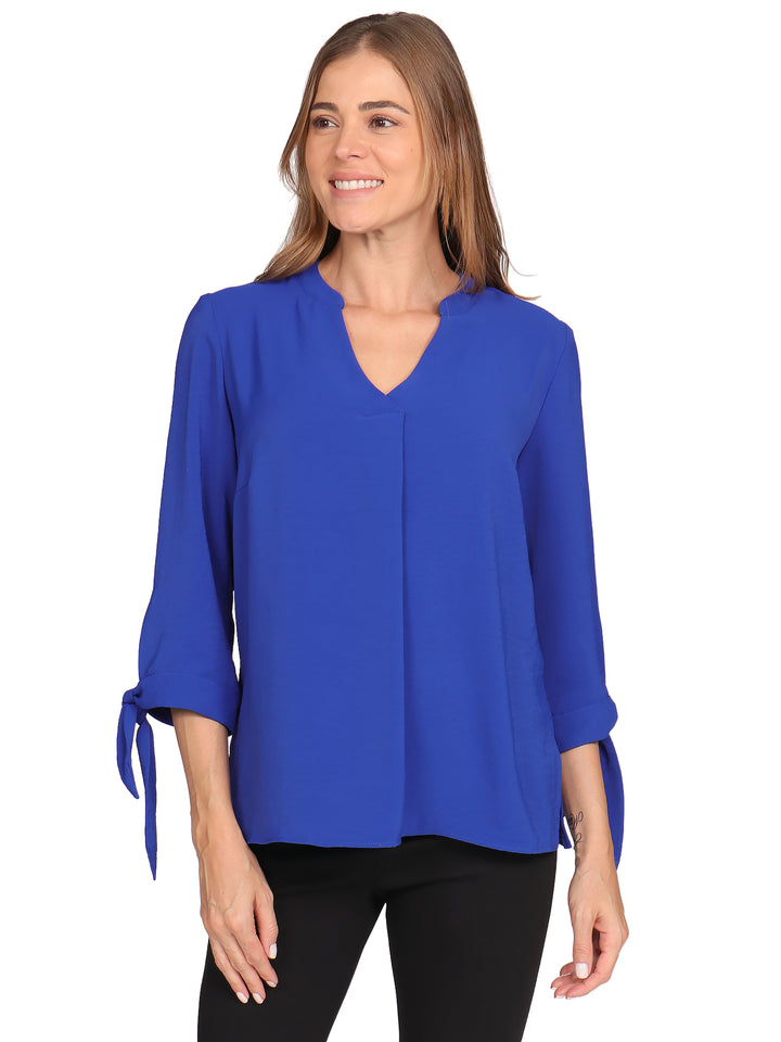 Blusa Cuello V, Manga 3/4 con Amarre