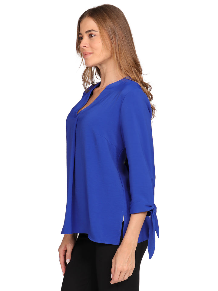 Blusa Cuello V, Manga 3/4 con Amarre