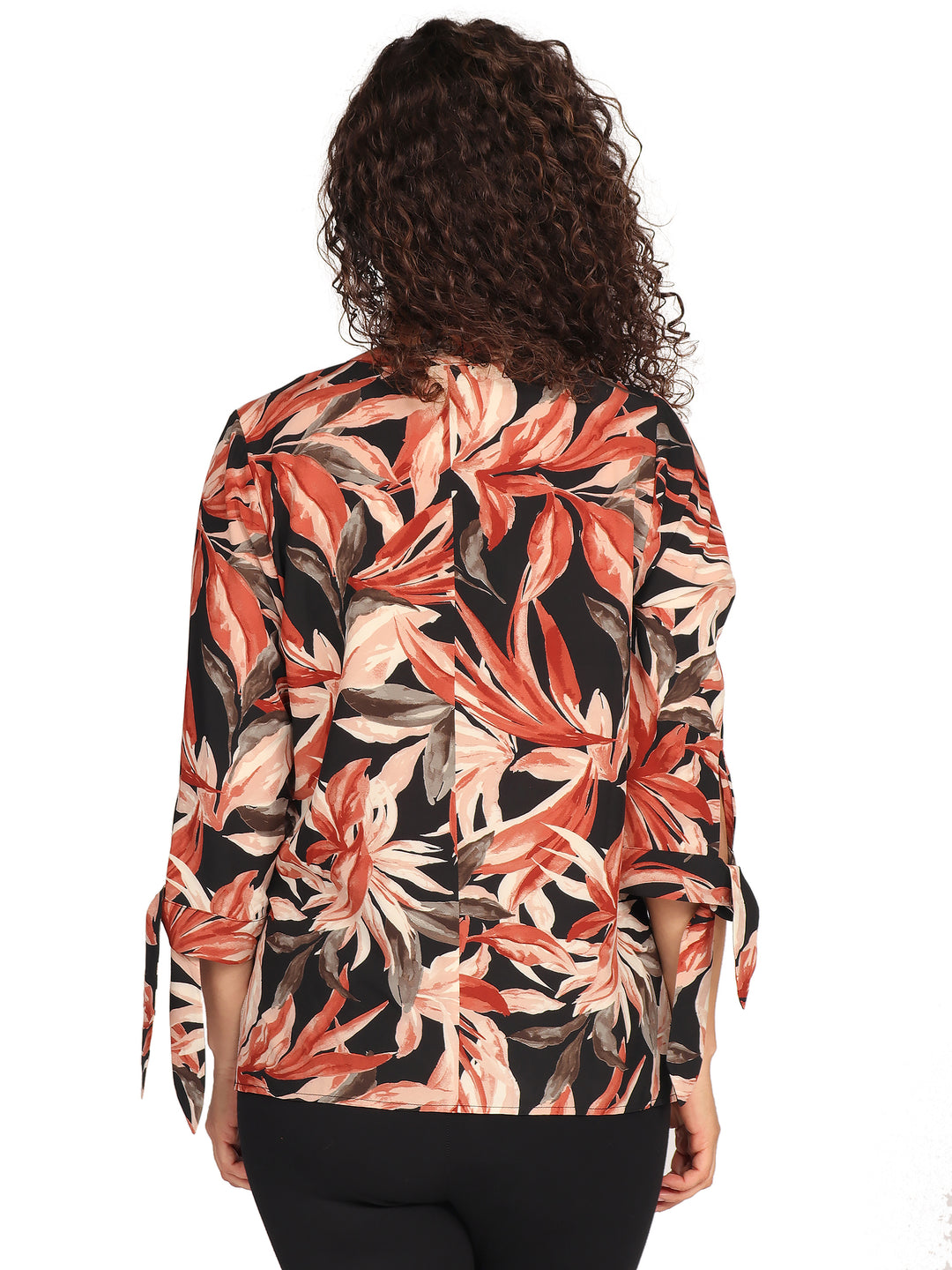 Blusa Cuello V, Manga 3/4 con Amarre